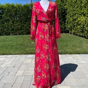 Maxi floral pink dress - size small